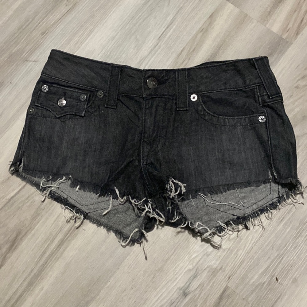 True religion denim cut off shorts